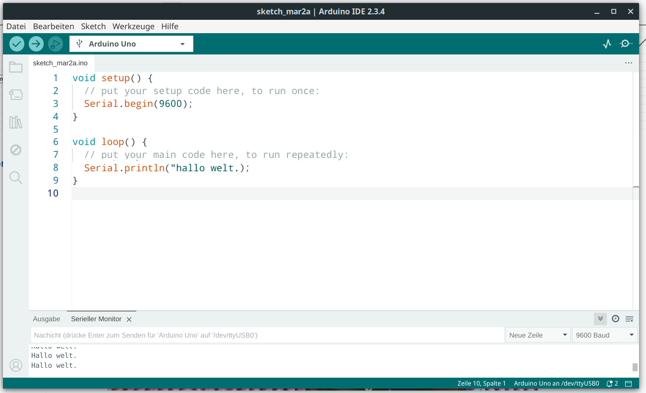 Hallo Welt in der
              Arduino IDE