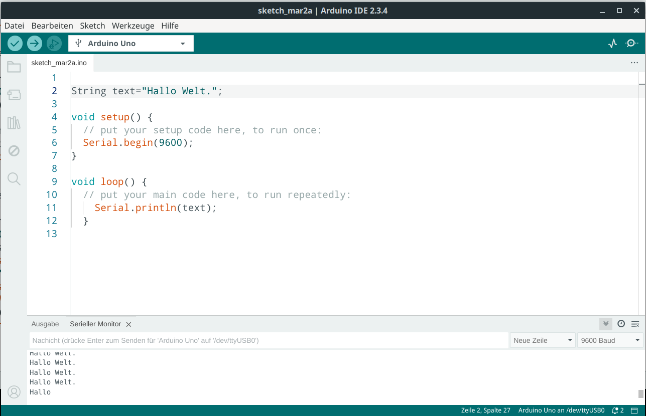 Hallo Welt Beispiel
              2